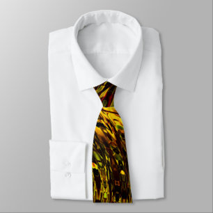 Abstract curved bands in golden green and darkest tie