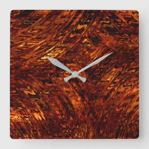 Abstract curved bands in reddish golden tones square wall clock