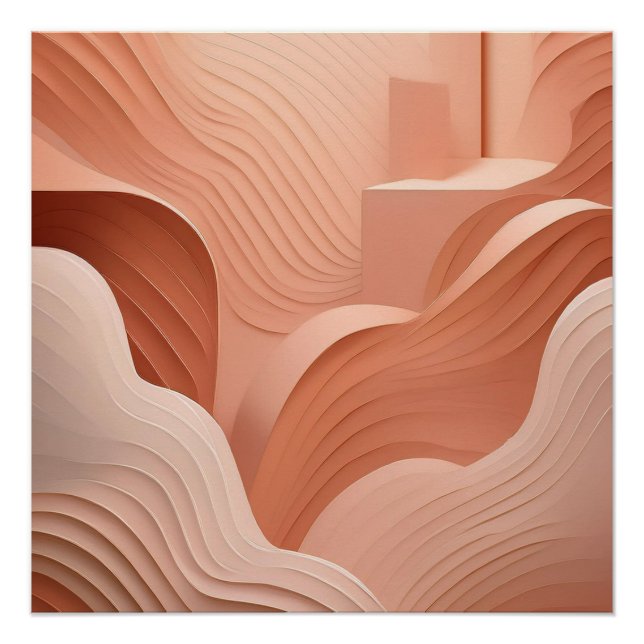Abstract Curves and Waves – Minimalist Peach Decor (Front)