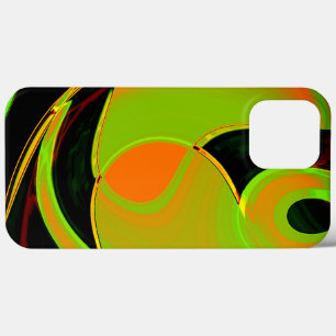 Abstract curves in lime green with orange bath     iPhone 13 pro max case