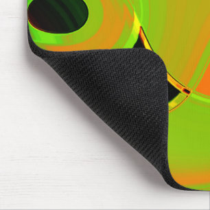 Abstract curves in lime green with orange bath mouse pad