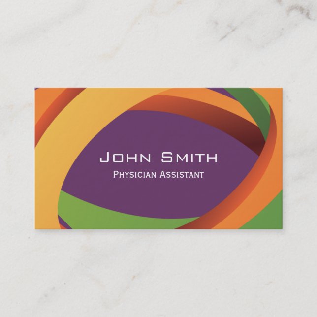 Abstract Curves Physician Assistant Business Card (Front)