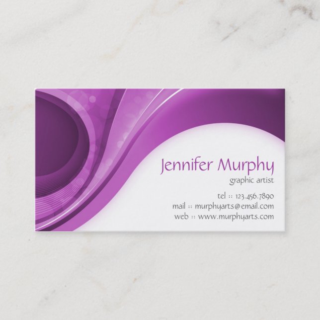 Abstract Curves - Purple Business Card (Front)