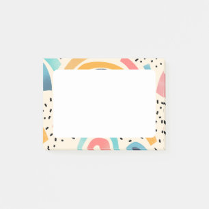 Abstract curving shapes with dashes post-it notes