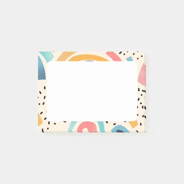 Abstract curving shapes with dashes post-it notes (Front)