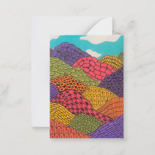 Abstract Curvy Bendy Color Pencil Landscape  Card