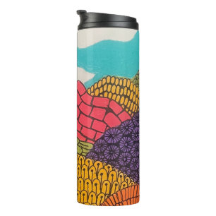 Abstract Curvy Bendy Color Pencil Landscape Thermal Tumbler
