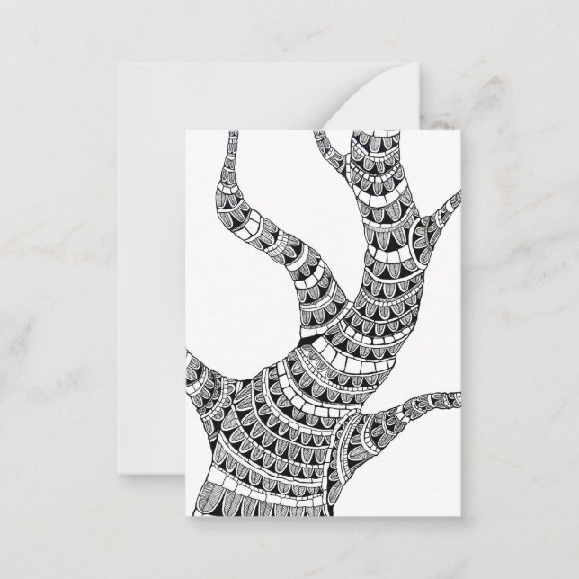 Abstract Curvy Tree Pen Drawing  Card (Front)