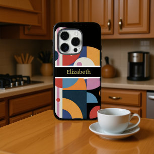 Abstract Custom Name Modern Geometric Marble iPhone 16 Pro Case