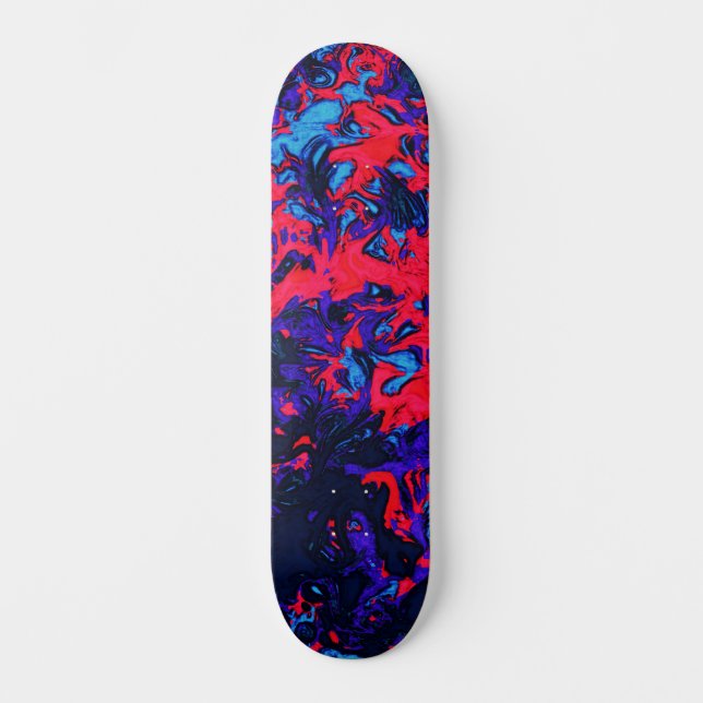 Abstract Custom Street Art Inspired Blue Red Swirl Skateboard (Front)