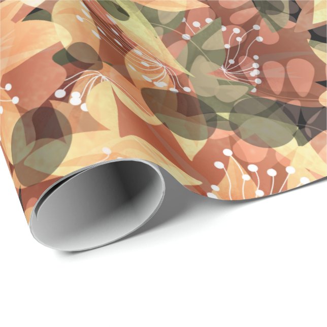 Abstract cute beautiful pink flowers floral design wrapping paper (Roll Corner)