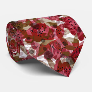 Abstract cute beautiful red flowers floral design tie