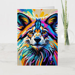 Abstract cute funny happy animal art design bold foil greeting card