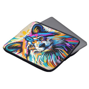 Abstract cute funny happy animal art design bold laptop sleeve