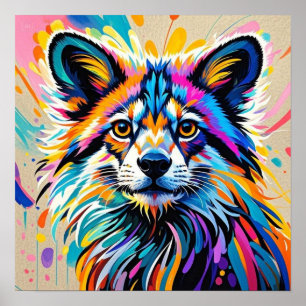 Abstract cute funny happy animal art design bold poster