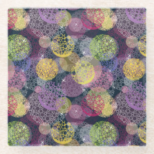 Abstract Cute Polka Dot Circle Glass Coaster