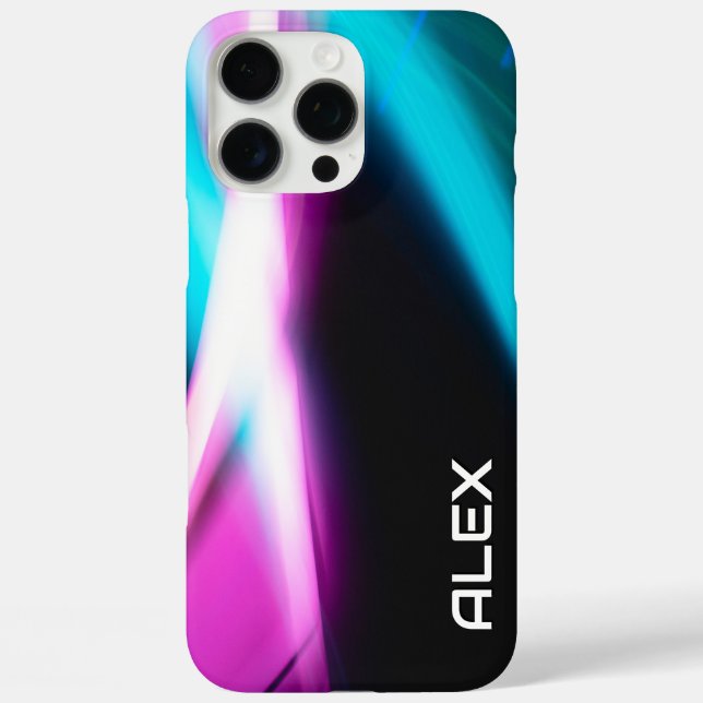 Abstract Cyan, Magenta & Black Dynamic iPhone Case (Back)