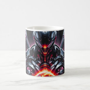 Abstract Cyber Cosmic Guardian Futuristic Robot Coffee Mug