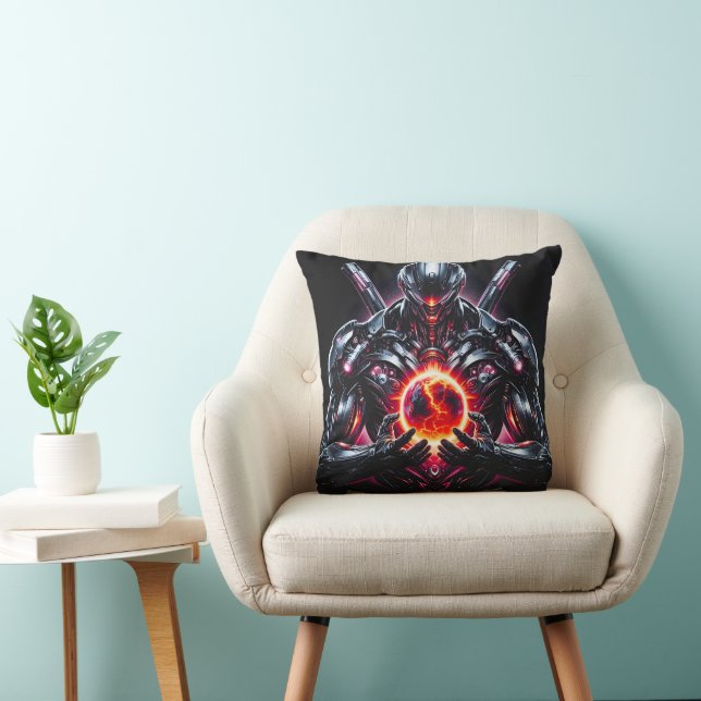 Abstract Cyber Cosmic Guardian Futuristic Robot Cushion (Chair)