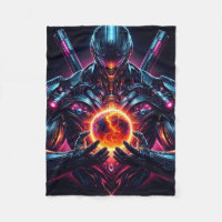 Abstract Cyber Cosmic Guardian Futuristic Robot