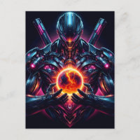 Abstract Cyber Cosmic Guardian Futuristic Robot