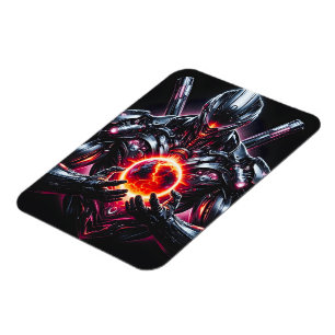 Abstract Cyber Cosmic Guardian Futuristic Robot Magnet