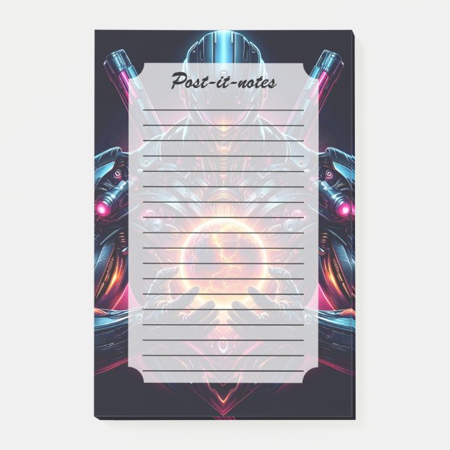 Abstract Cyber Cosmic Guardian Futuristic Robot Post-it Notes (Front)