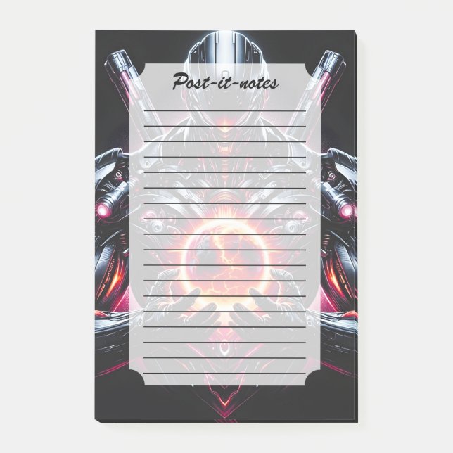 Abstract Cyber Cosmic Guardian Futuristic Robot Post-it Notes (Front)