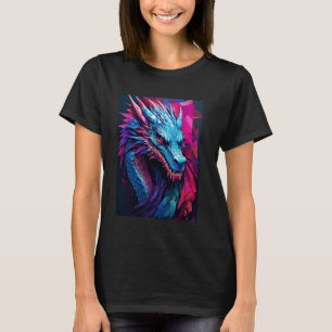 Abstract cyber dragon with sharp geometric lines T-Shirt