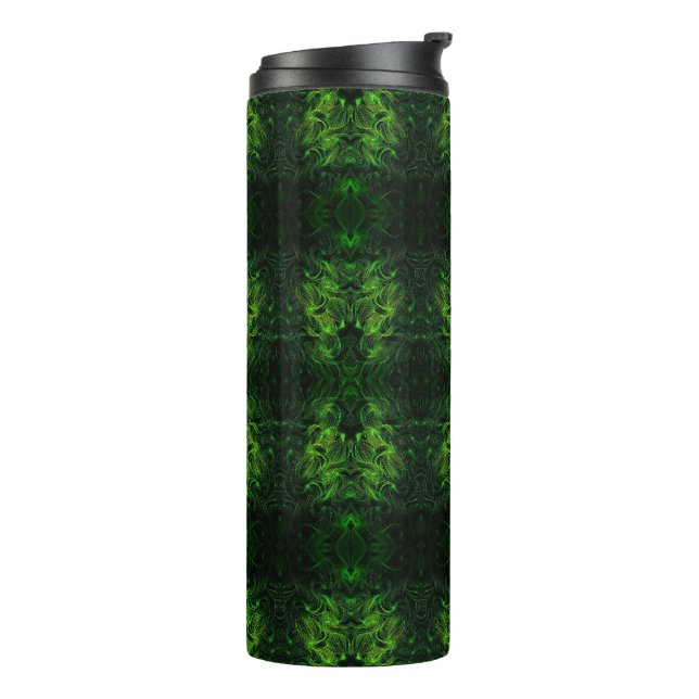 Abstract Cyber Pattern | Black & Lime Plasma Thermal Tumbler (Rotated Left)