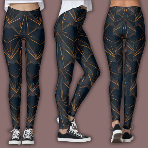 Abstract Cyber Pattern   Neon Copper Glow Leggings
