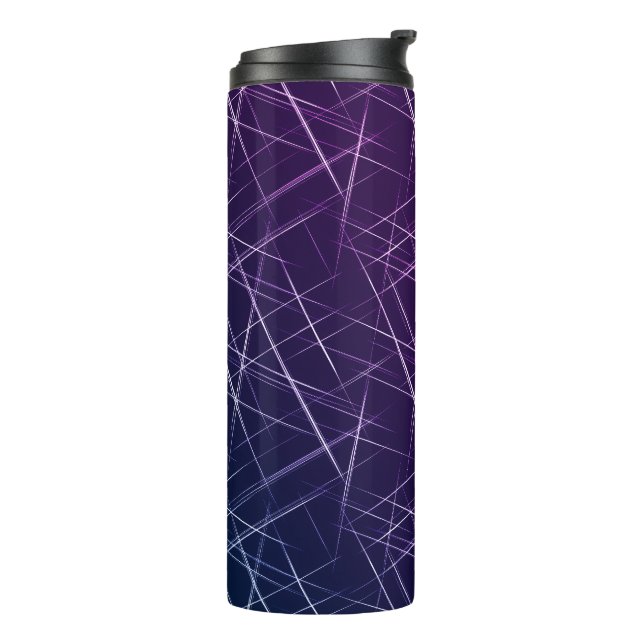 Abstract Cyber Pattern | Purple & Emerald Grid Thermal Tumbler (Rotated Left)