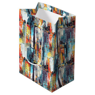 Abstract Cyberpunk Cityscape Skyline (2) Medium Gift Bag