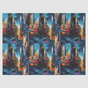 Abstract Cyberpunk Cityscape Skyline (3) Tissue Paper