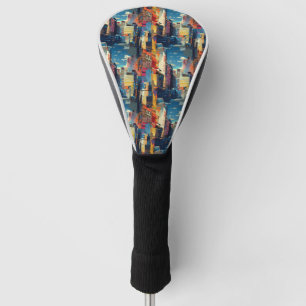 Abstract Cyberpunk Cityscape Skyline (4) Golf Head Cover