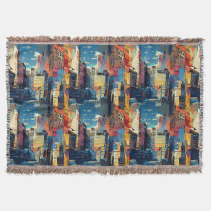 Abstract Cyberpunk Cityscape Skyline (4) Throw Blanket