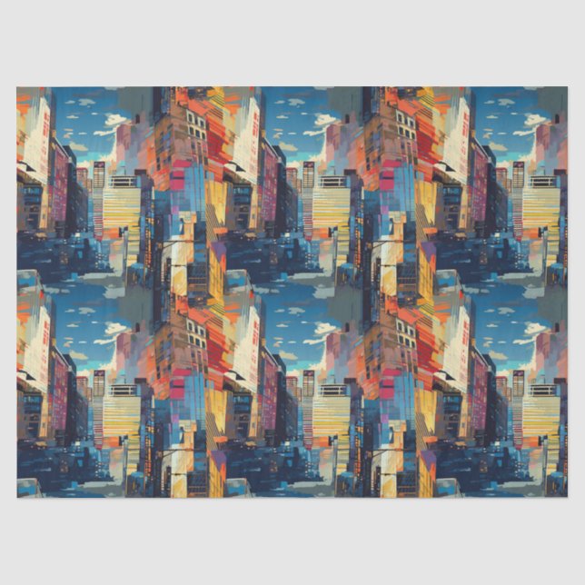 Abstract Cyberpunk Cityscape Skyline (4) Tissue Paper (Front)
