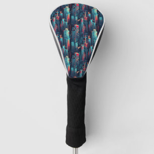 Abstract Cyberpunk Cityscape Skyline (5) Golf Head Cover