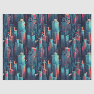 Abstract Cyberpunk Cityscape Skyline (5) Tissue Paper