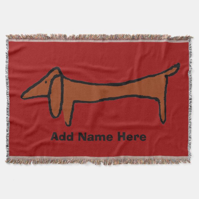 Abstract Dachshund and Red Throw Blanket (Front)