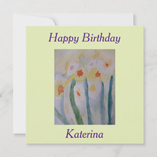 Abstract Daffodils Birthday Flat Card