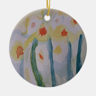 Abstract Daffodils Ceramic Ornament