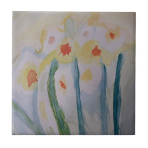 Abstract Daffodils Ceramic Tile
