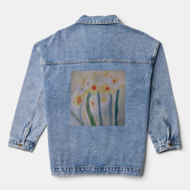 Abstract Daffodils Denim Jacket (Back)