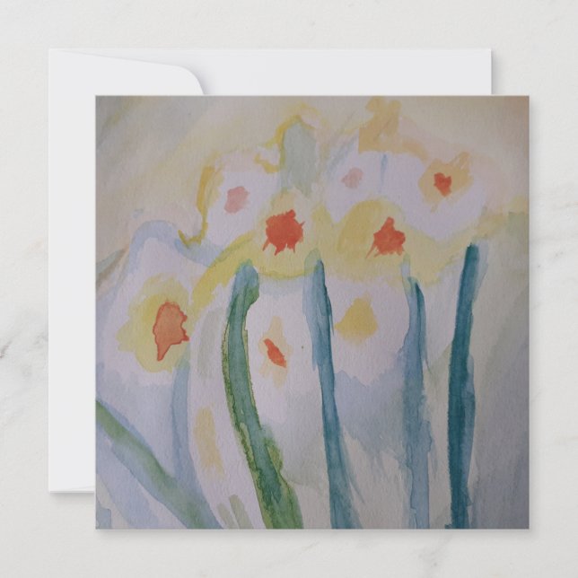 Abstract Daffodils Flat Greeting Card (Front)