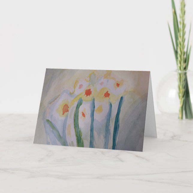 Abstract Daffodils Folded Greeting Card (Front)