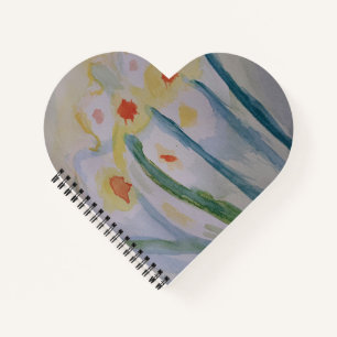 Abstract Daffodils Heart Notebook