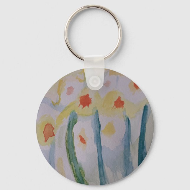 Abstract Daffodils  Key Ring (Front)