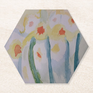 Abstract Daffodils Paper Coaster