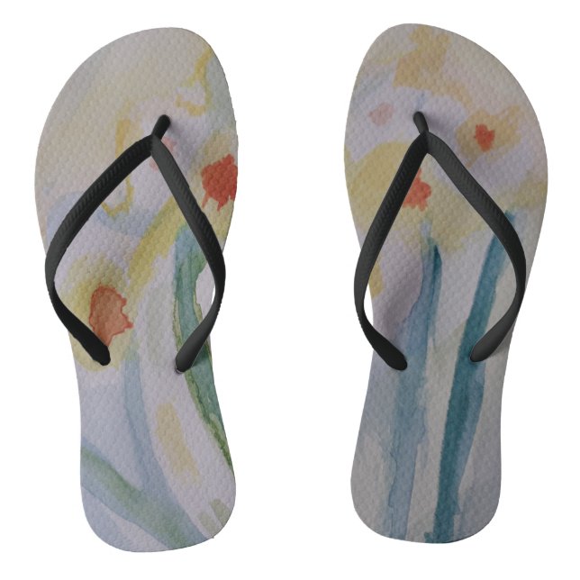 Abstract Daffodils Thongs (Footbed)